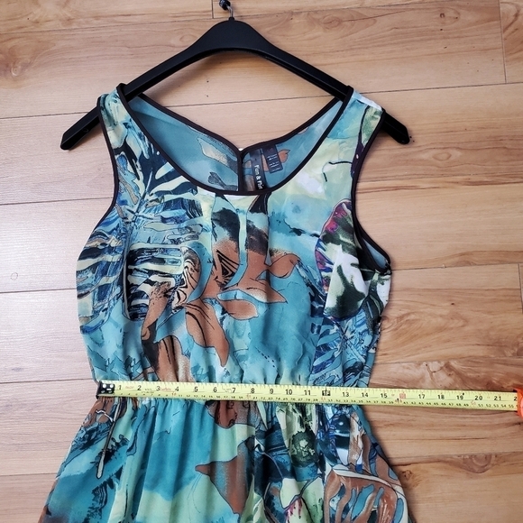FUN & Flirt Women Sleeveless Green Dress Size Large Tropical Maxi Dress - Picture 13 of 15
